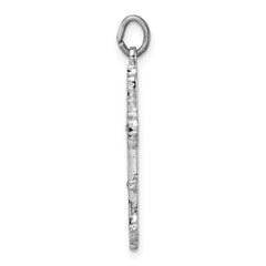 Sterling Silver Rhodium-plated with Black Epoxy Cross Pendant QC7260