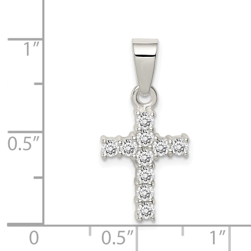 Sterling Silver CZ Cross Pendant QC7306