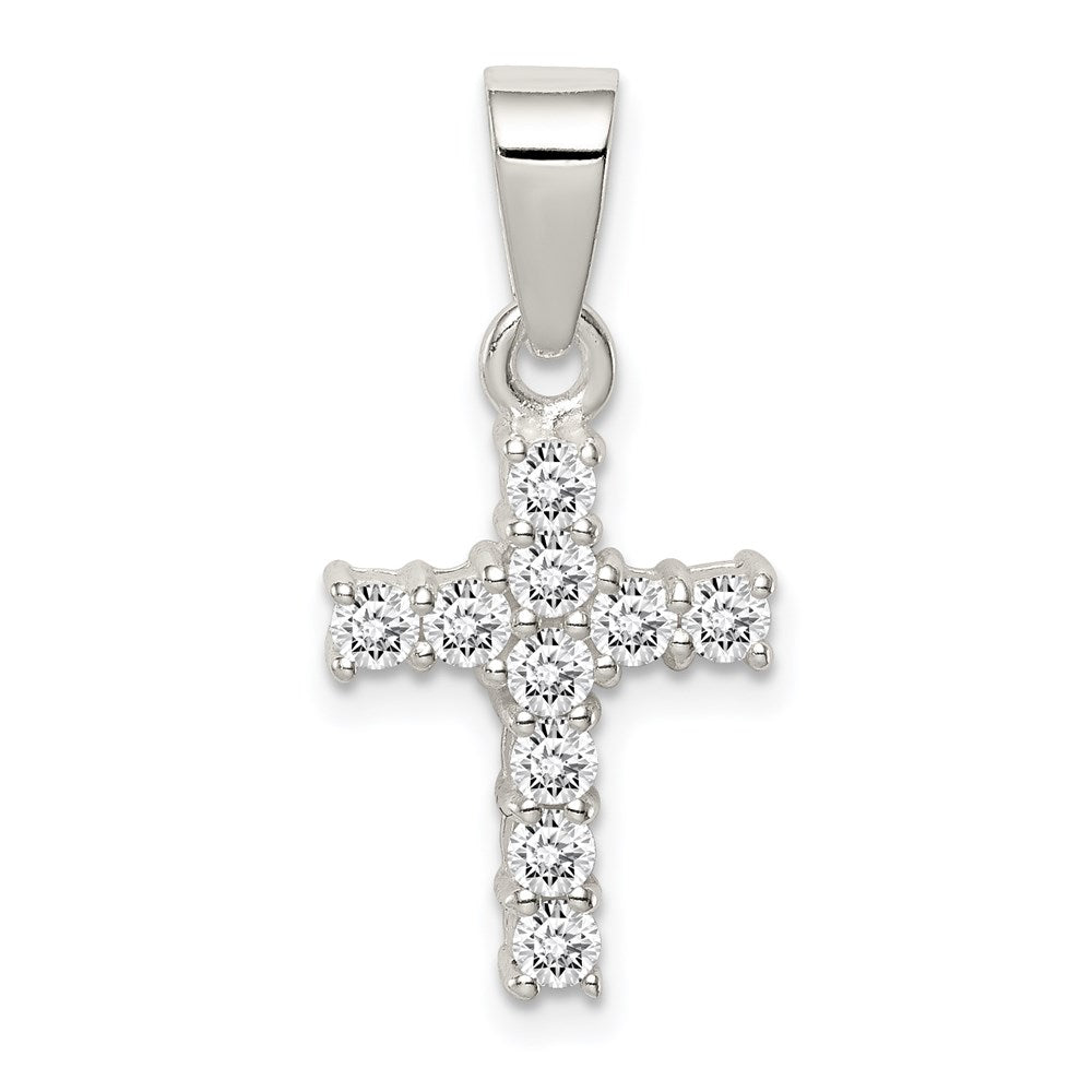 Sterling Silver CZ Cross Pendant QC7306