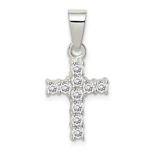 Sterling Silver CZ Cross Pendant QC7306