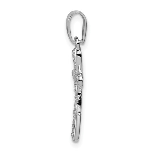 Sterling Silver Rhodium Plated CZ Cross Pendant QC7308