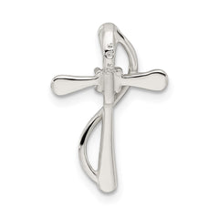 Sterling Silver Polished CZ Cross Pendant QC7319