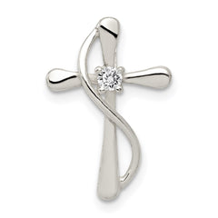 Sterling Silver Polished CZ Cross Pendant QC7319