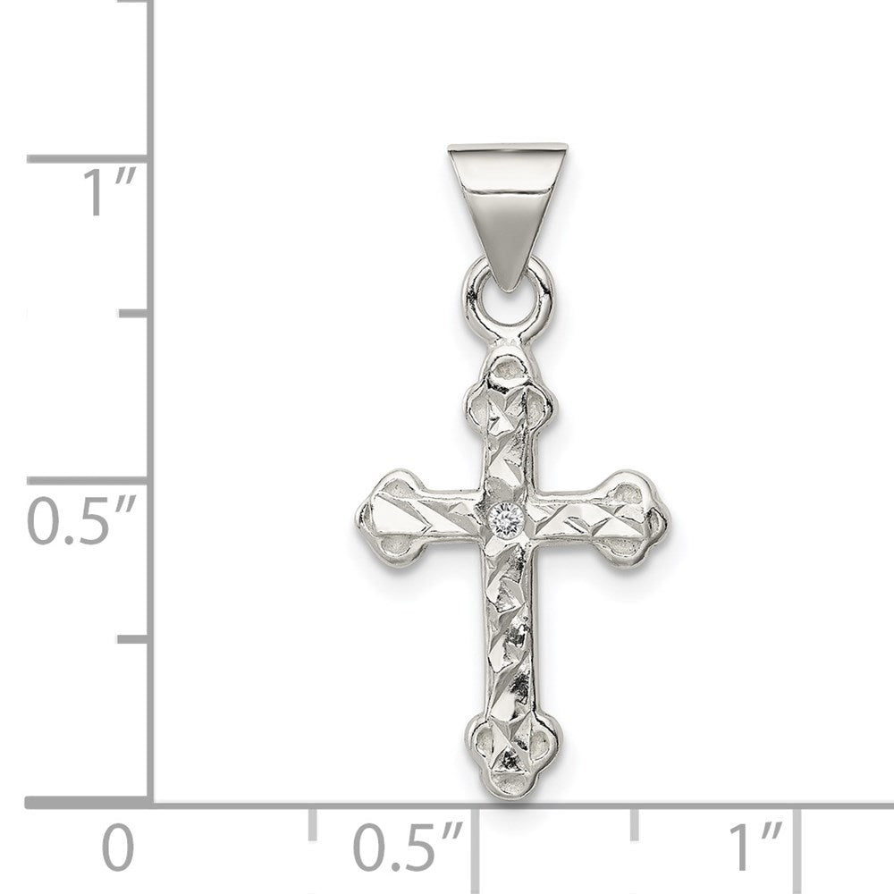 Sterling Silver Cross with CZ Pendant QC7326