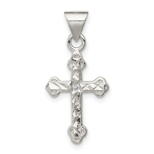 Sterling Silver Cross with CZ Pendant QC7326