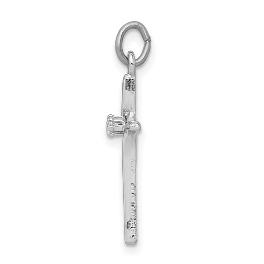 Sterling Silver Rhodium-plated Cross with CZ Center Pendant QC7330