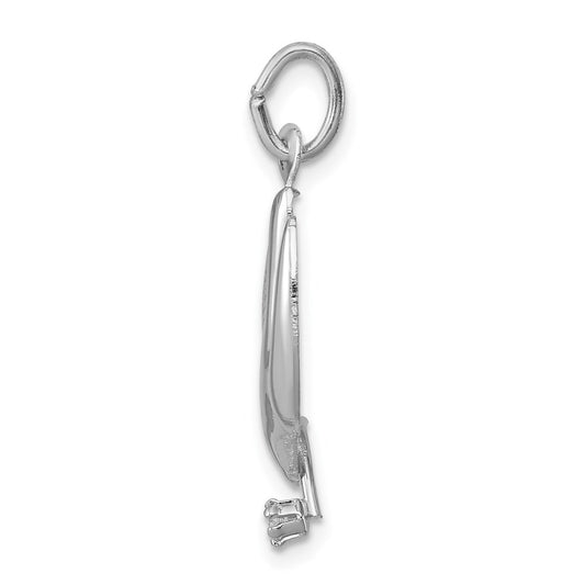 Sterling Silver Rhodium-plated Polished Dove with CZ Pendant QC7334