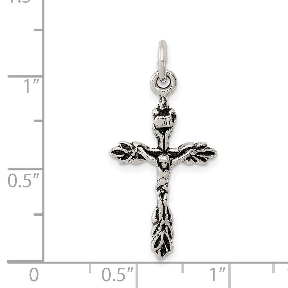 Sterling Silver Antiqued Crucifix Charm QC7338