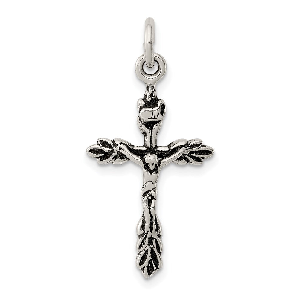 Sterling Silver Antiqued Crucifix Charm QC7338