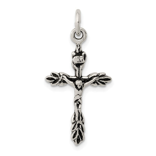 Sterling Silver Antiqued Crucifix Charm QC7338