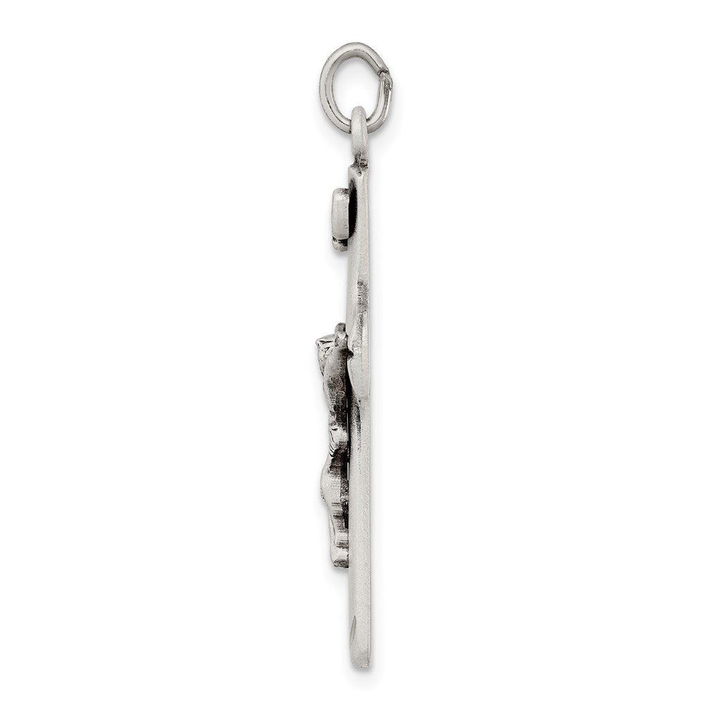 Sterling Silver Satin Antiqued Crucifix Pendant QC7344
