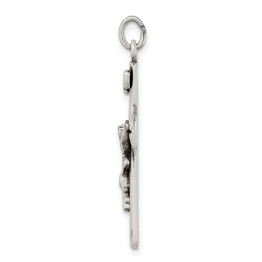 Sterling Silver Satin Antiqued Crucifix Pendant QC7344
