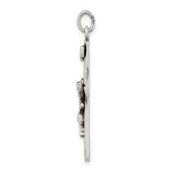 Sterling Silver Satin Antiqued Crucifix Pendant QC7344