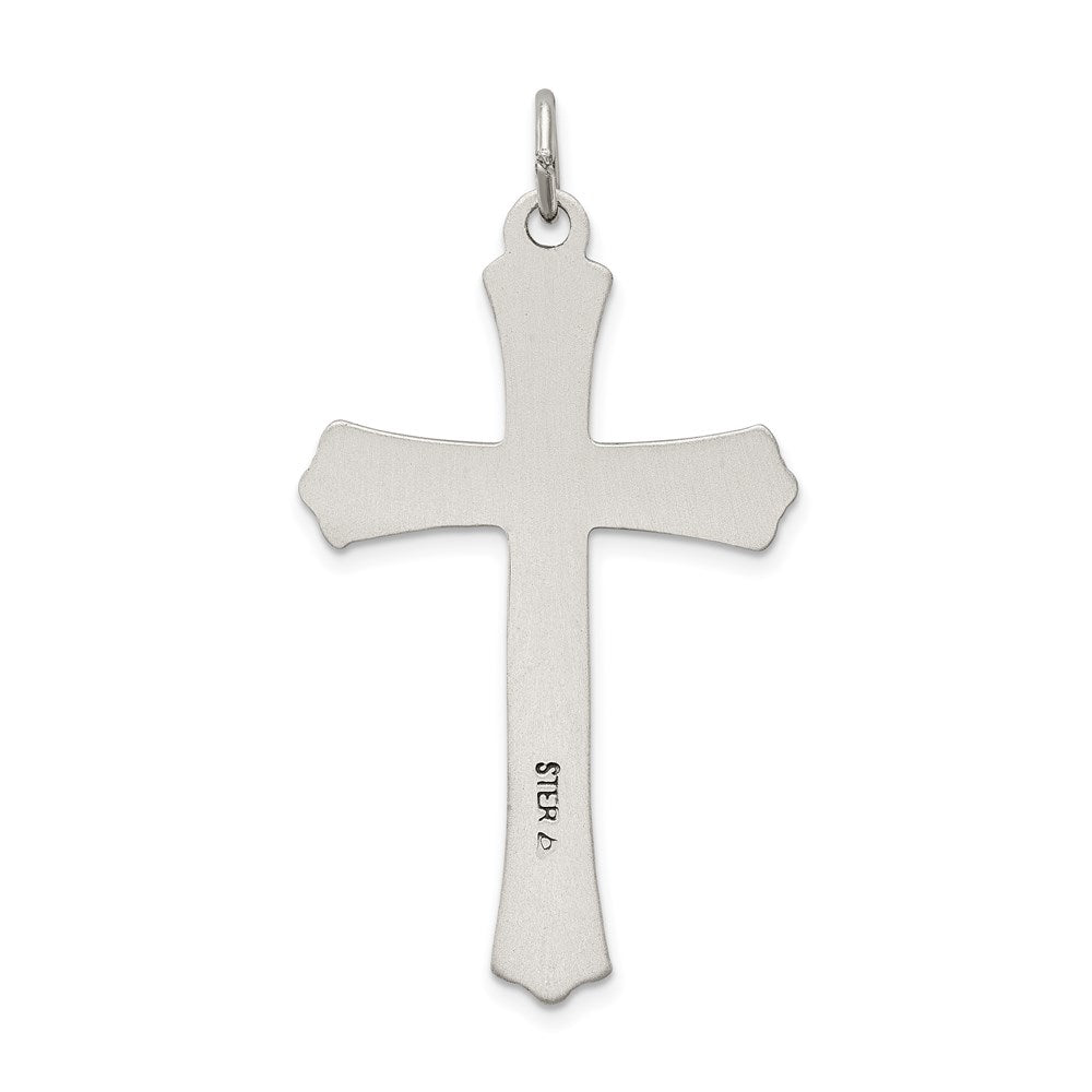 Sterling Silver Antiqued Satin Halo and Corpus Cross Pendant QC7345