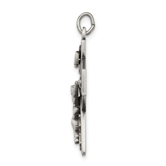 Sterling Silver Antiqued Satin Irish Crucifix Cross Pendant QC7346