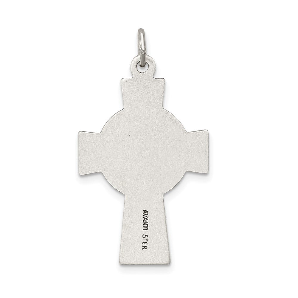 Sterling Silver Antiqued Satin Irish Crucifix Cross Pendant QC7346