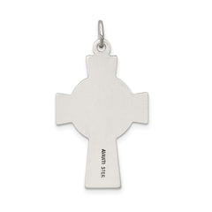 Sterling Silver Antiqued Satin Irish Crucifix Cross Pendant QC7346