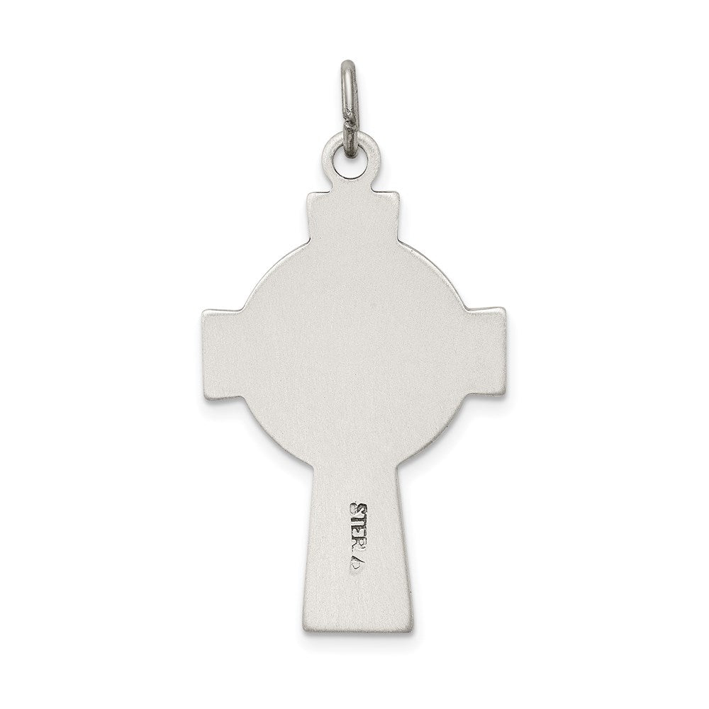 Sterling Silver Antiqued Satin Irish Crucifix Cross Pendant QC7347