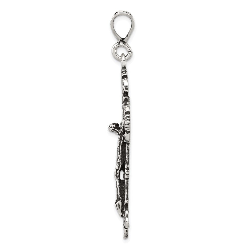 Sterling Silver Antiqued Crucifix Charm QC7348