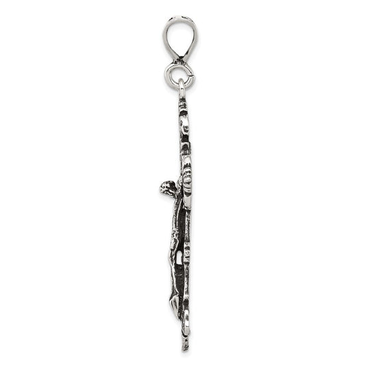 Sterling Silver Antiqued Crucifix Charm QC7348