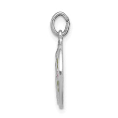 Sterling Silver Rhodium-plated Polished Epoxy Miraculous Medal Pendant QC7391