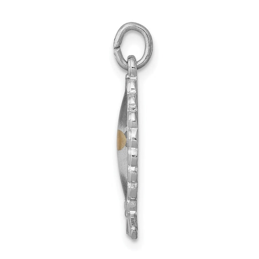 Sterling Silver Rhodium-plated Epoxy Ichthus w/Mustard Seed Pendant QC7401