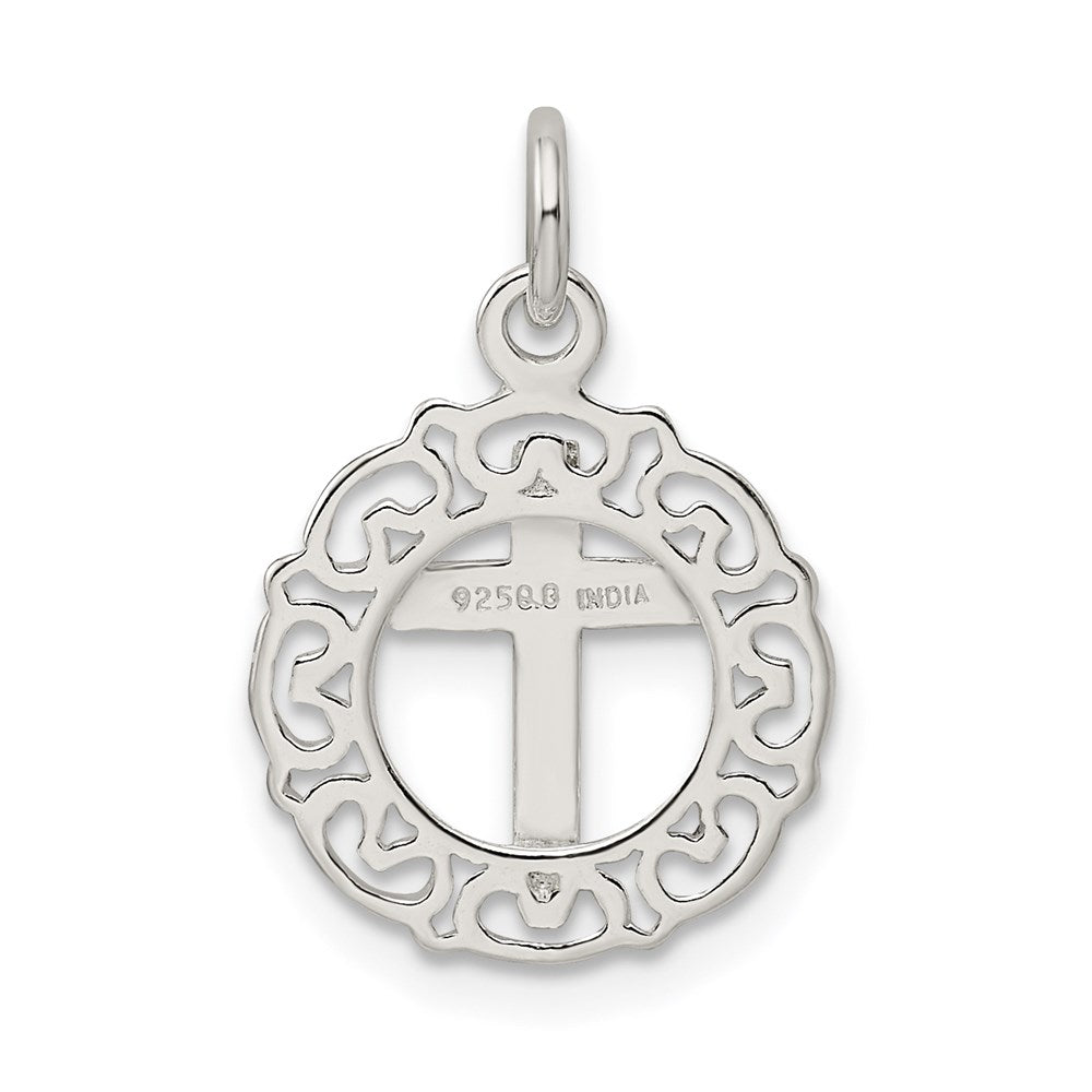 Sterling Silver Circle & Cross Pendant QC7403