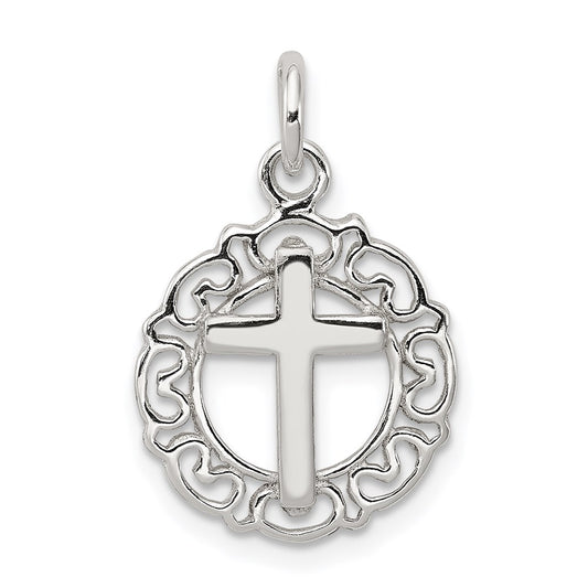Sterling Silver Circle & Cross Pendant QC7403