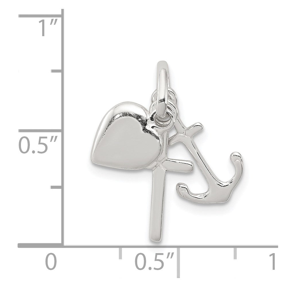 Sterling Silver Anchor & Heart Pendant QC7405