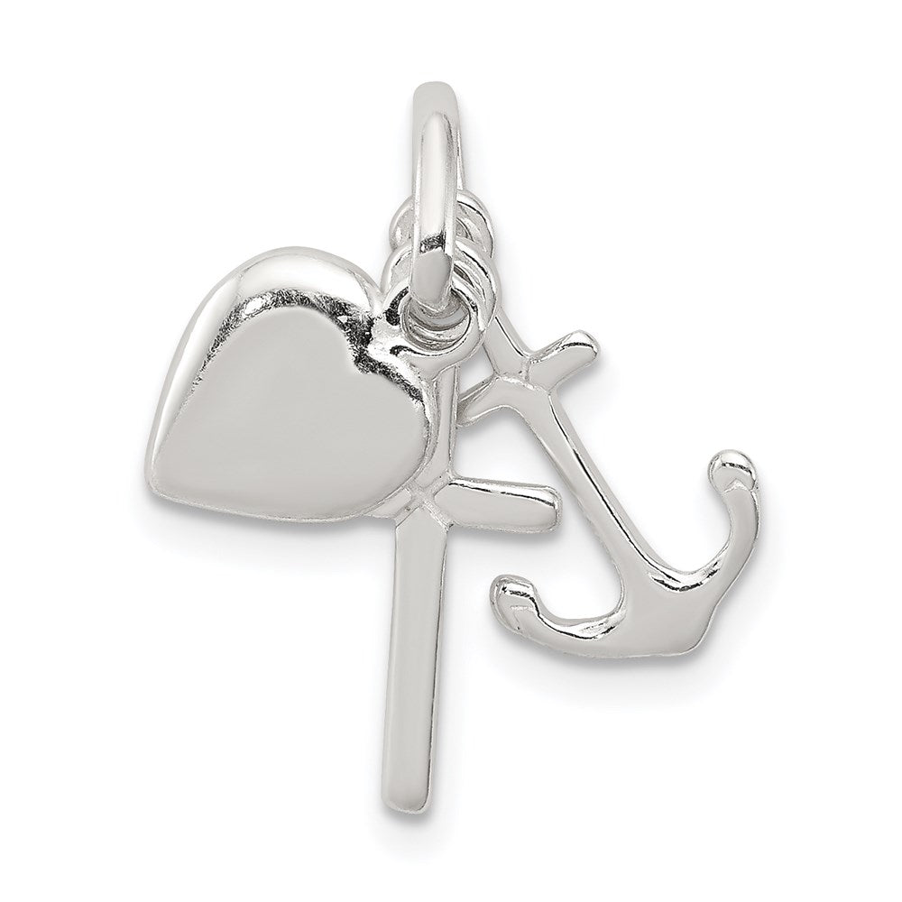Sterling Silver Anchor & Heart Pendant QC7405