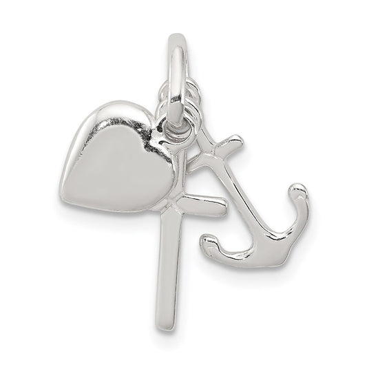 Sterling Silver Anchor & Heart Pendant QC7405