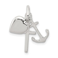 Sterling Silver Anchor & Heart Pendant QC7405