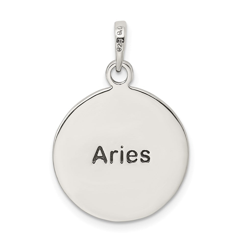Sterling Silver Polished Antique Finish Aries Horoscope Zodiac Pendant QC7412