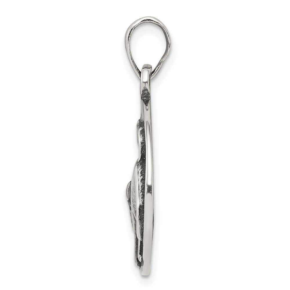 Sterling Silver Polished Antique Finish Taurus Horoscope Zodiac Pendant QC7413