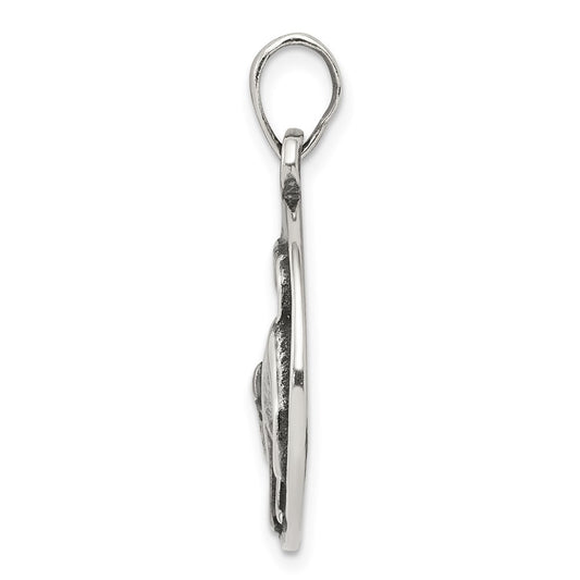 Sterling Silver Polished Antique Finish Taurus Horoscope Zodiac Pendant QC7413