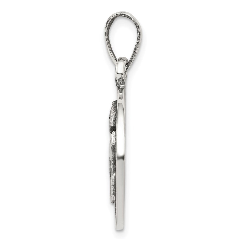 Sterling Silver Polished Antique Finish Leo Horoscope Zodiac Pendant QC7416