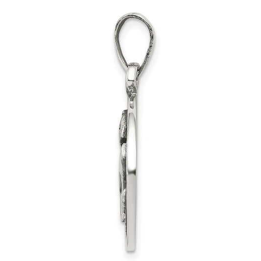 Sterling Silver Polished Antique Finish Leo Horoscope Zodiac Pendant QC7416