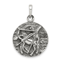 Sterling Silver Polished Antique Finish Sagittarius Horoscope Zodiac Pendan QC7420