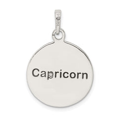 Sterling Silver Polished Antique Finish Capricorn Horoscope Zodiac Pendant QC7421