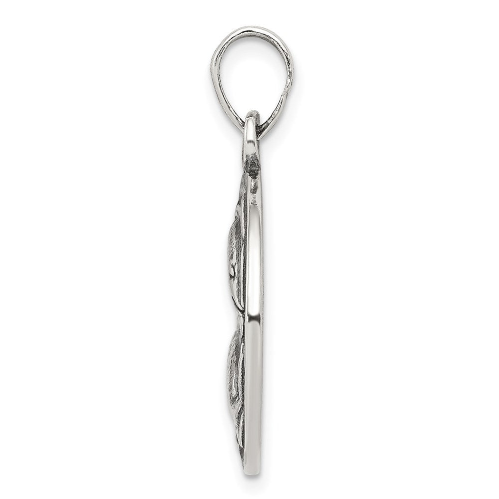 Sterling Silver Polished Antique Finish Pisces Horoscope Zodiac Pendant QC7423