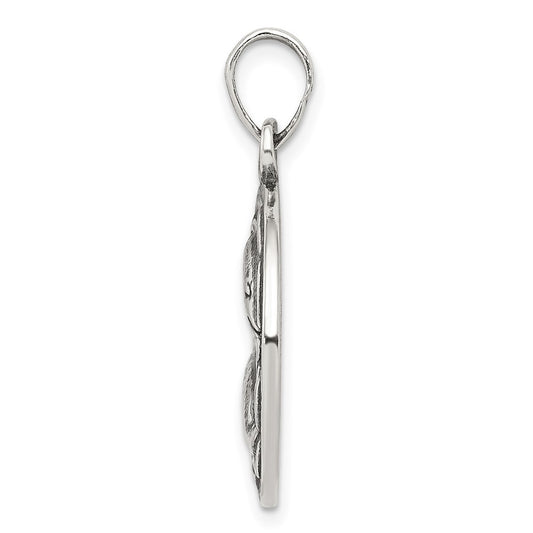 Sterling Silver Polished Antique Finish Pisces Horoscope Zodiac Pendant QC7423