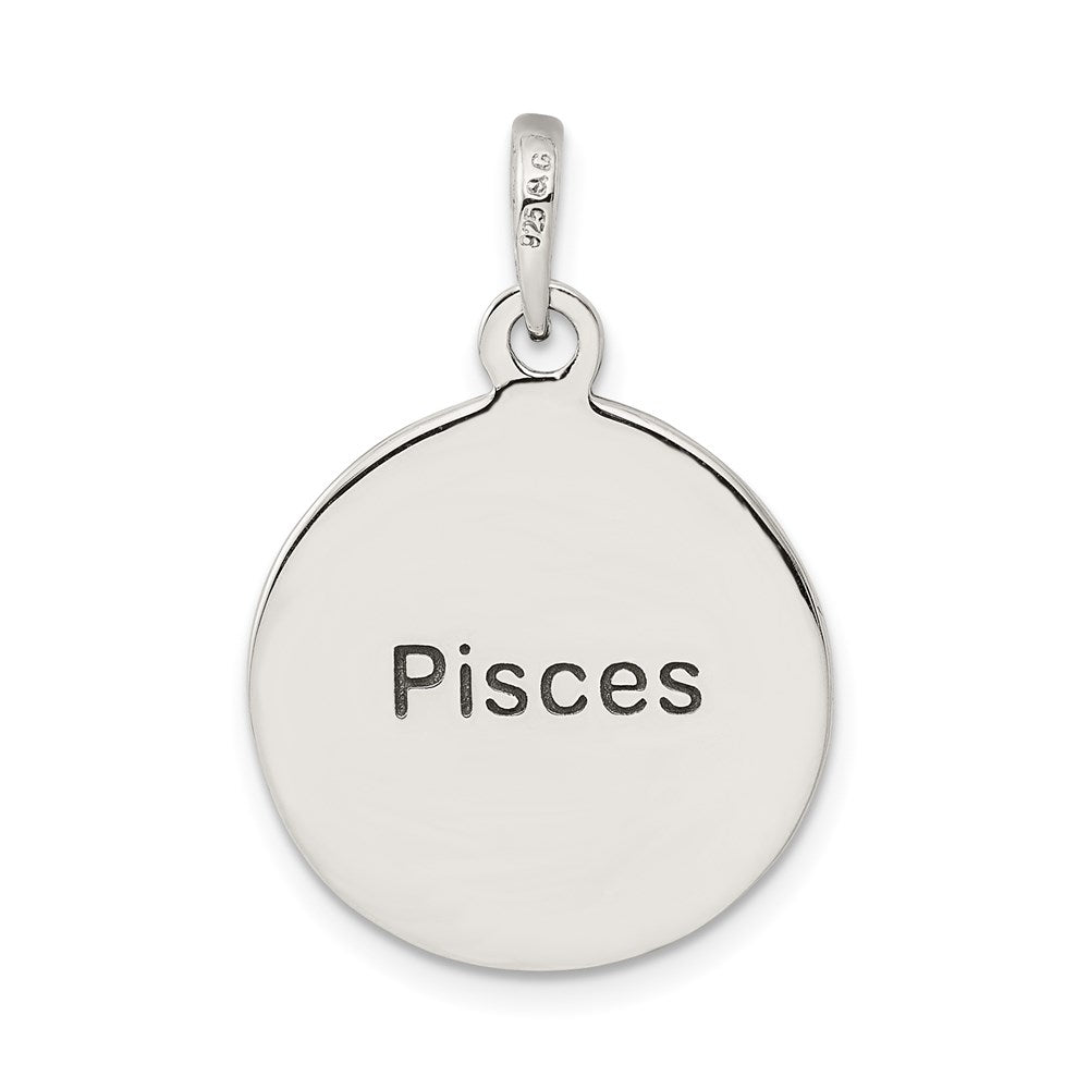 Sterling Silver Polished Antique Finish Pisces Horoscope Zodiac Pendant QC7423