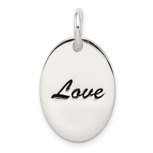 Sterling Silver Polished Enamel Love Pendant QC7488