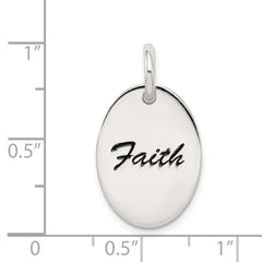Sterling Silver Polished Enamel Faith Pendant QC7489