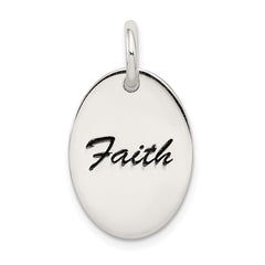 Sterling Silver Polished Enamel Faith Pendant QC7489
