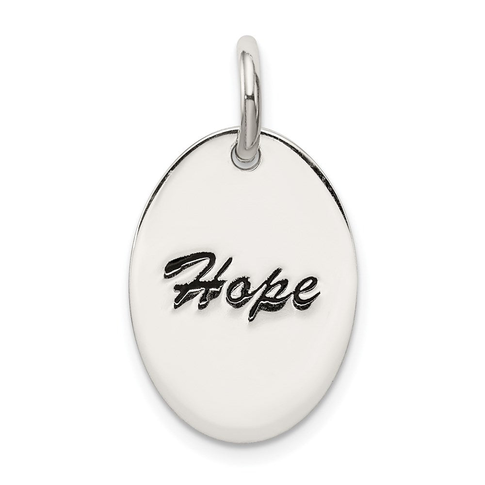 Sterling Silver Polished Enamel Hope Pendant QC7492