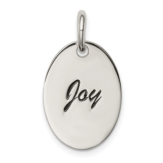 Sterling Silver Polished Enamel Joy Pendant QC7493