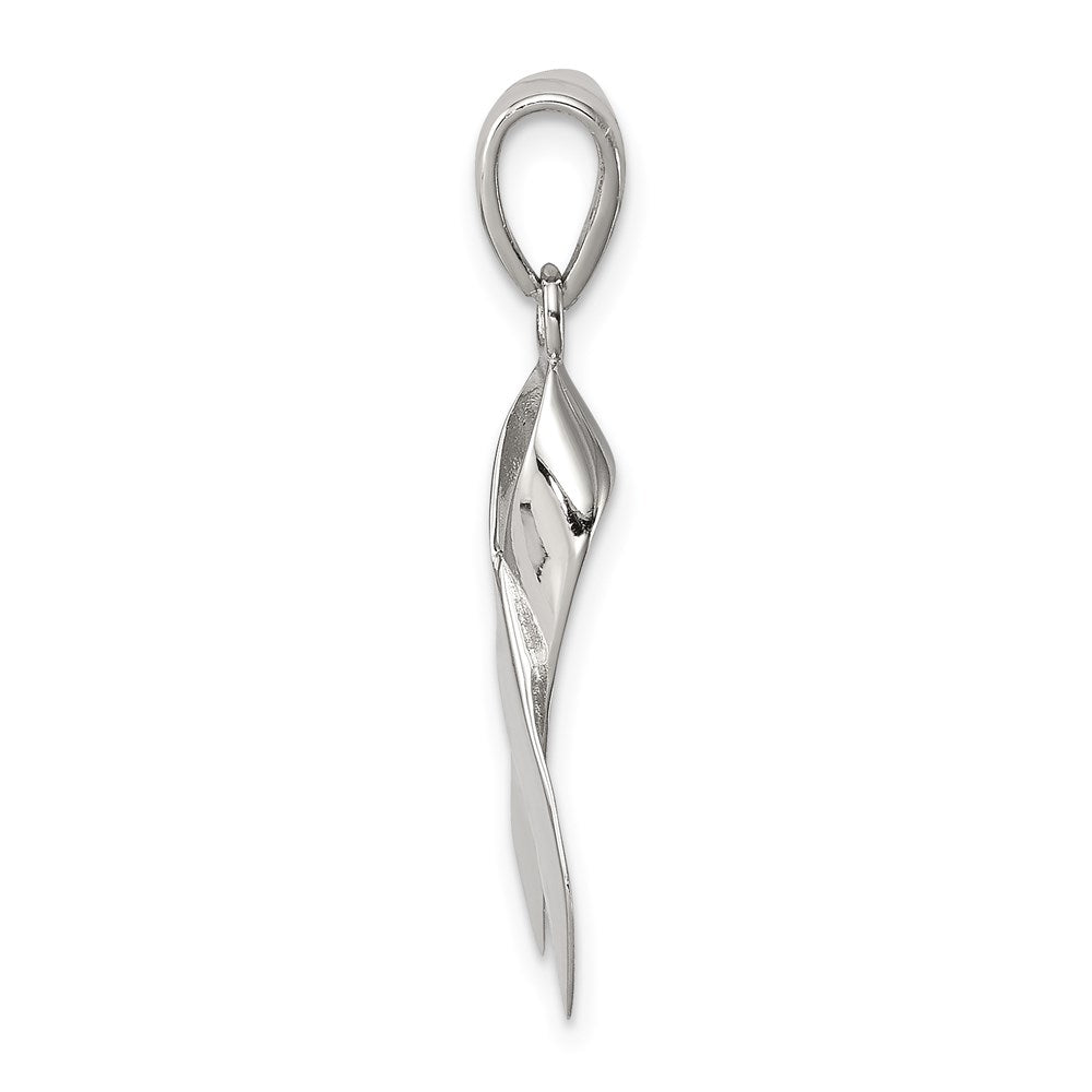 Sterling Silver Rhodium-plated Cancer Awareness Ribbon Charm QC7514