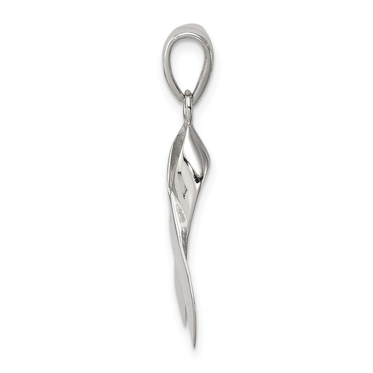 Sterling Silver Rhodium-plated Cancer Awareness Ribbon Charm QC7514