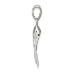 Sterling Silver Rhodium-plated Cancer Awareness Ribbon Charm QC7514